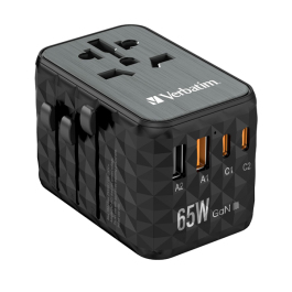 Universal Adapter Verbatim GaN3 UTA-05 Plug with USB-A to USB-C PD & USB-A to USB-A QC ports