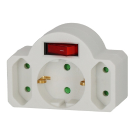 Multiple Socket Outlet Adapter 3-Fold with Switch