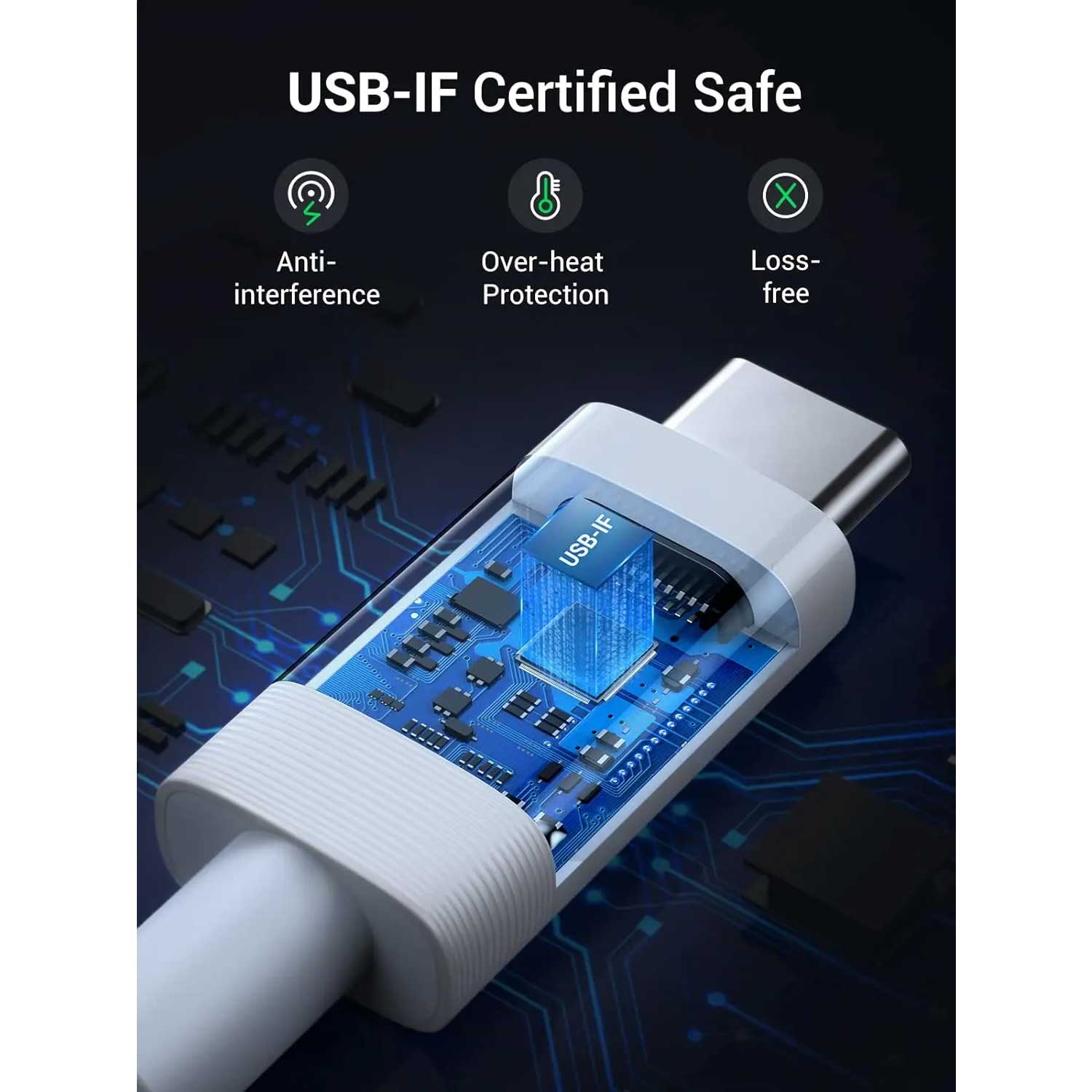 Cable UGREEN Type-C to Type-C ps 0.8m WH 40113 — 6