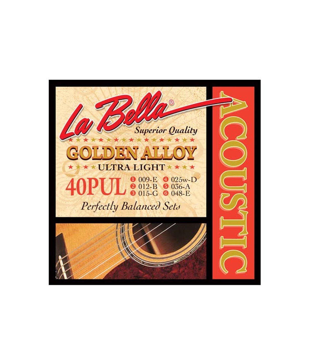 La Bella Golden Alloy Acoustic Guitar set 40PUL 09-48 — 2