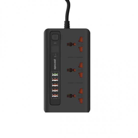 Porodo 4 USB Port 3.4A +1 QC 3.0 with Universal Power Sockets 10A