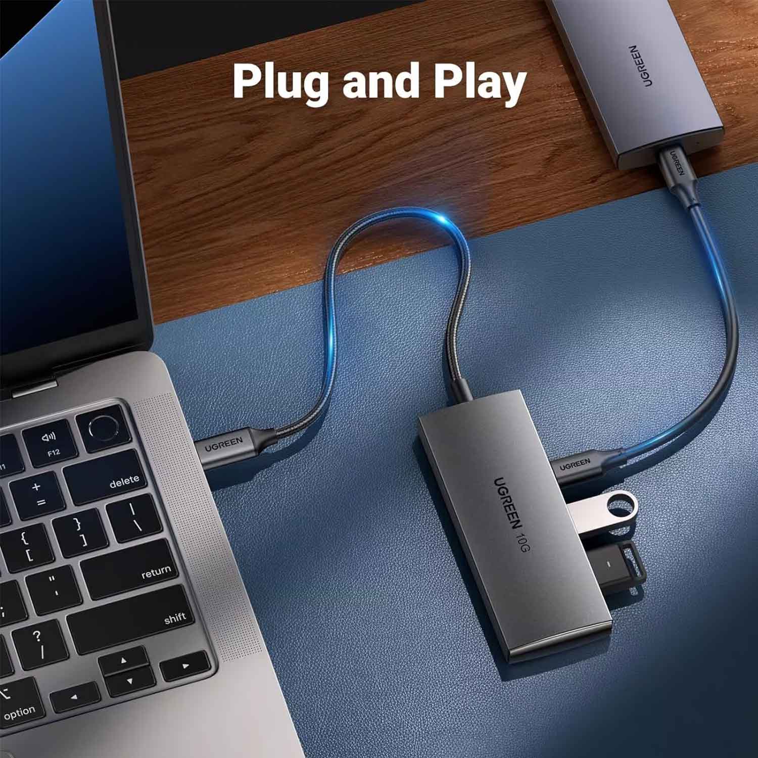 Usb-hub UGREEN 5-in-1 2x3.2 USB-A 2x3.2 Type-C 30758 — 3