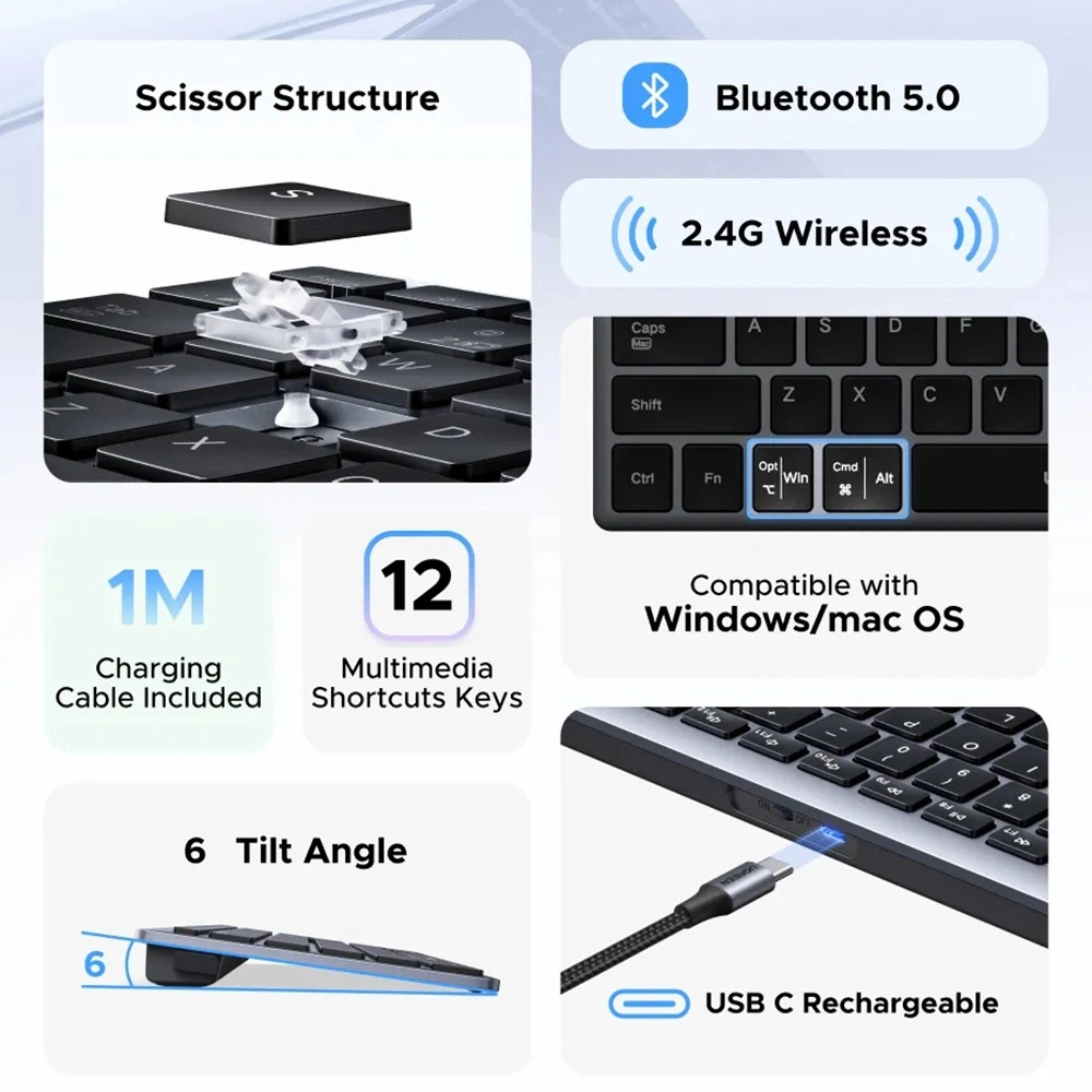 UGreen K552 Multi Mode Rechargeable Wireless & Bluetooth Keyboard 75163 — 8