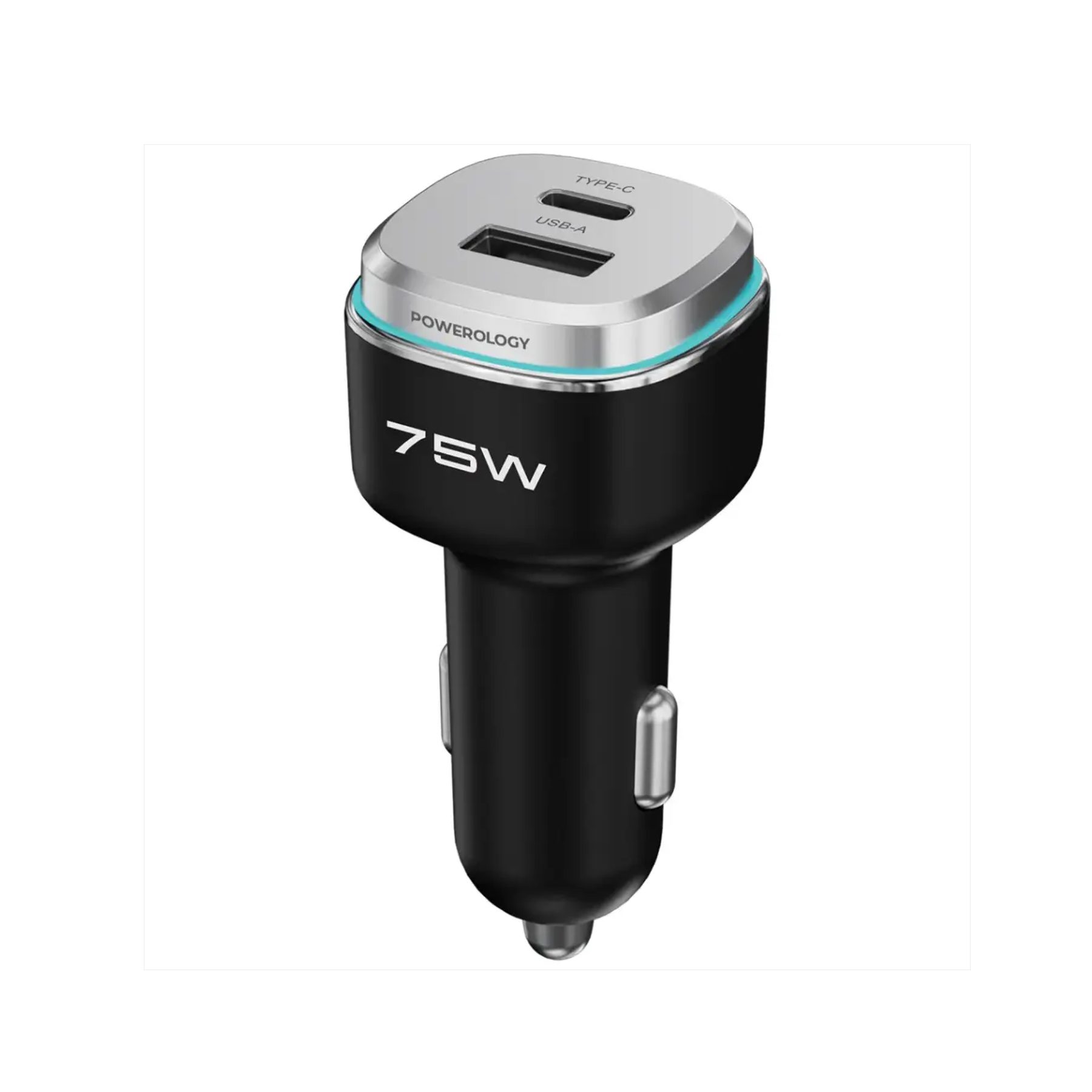 Car Charger Powerology Port USB A+C With C to C Cable 75W
