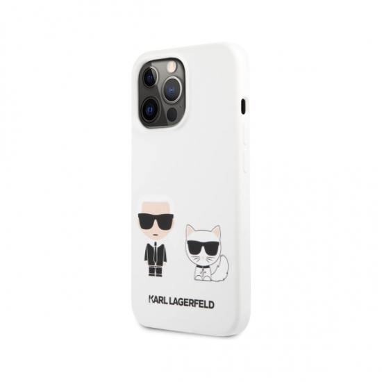 CG Mobile Karl Lagerfeld Liquid Silicone Karl Case And Choupette For iPhone 13 Pro White — 4