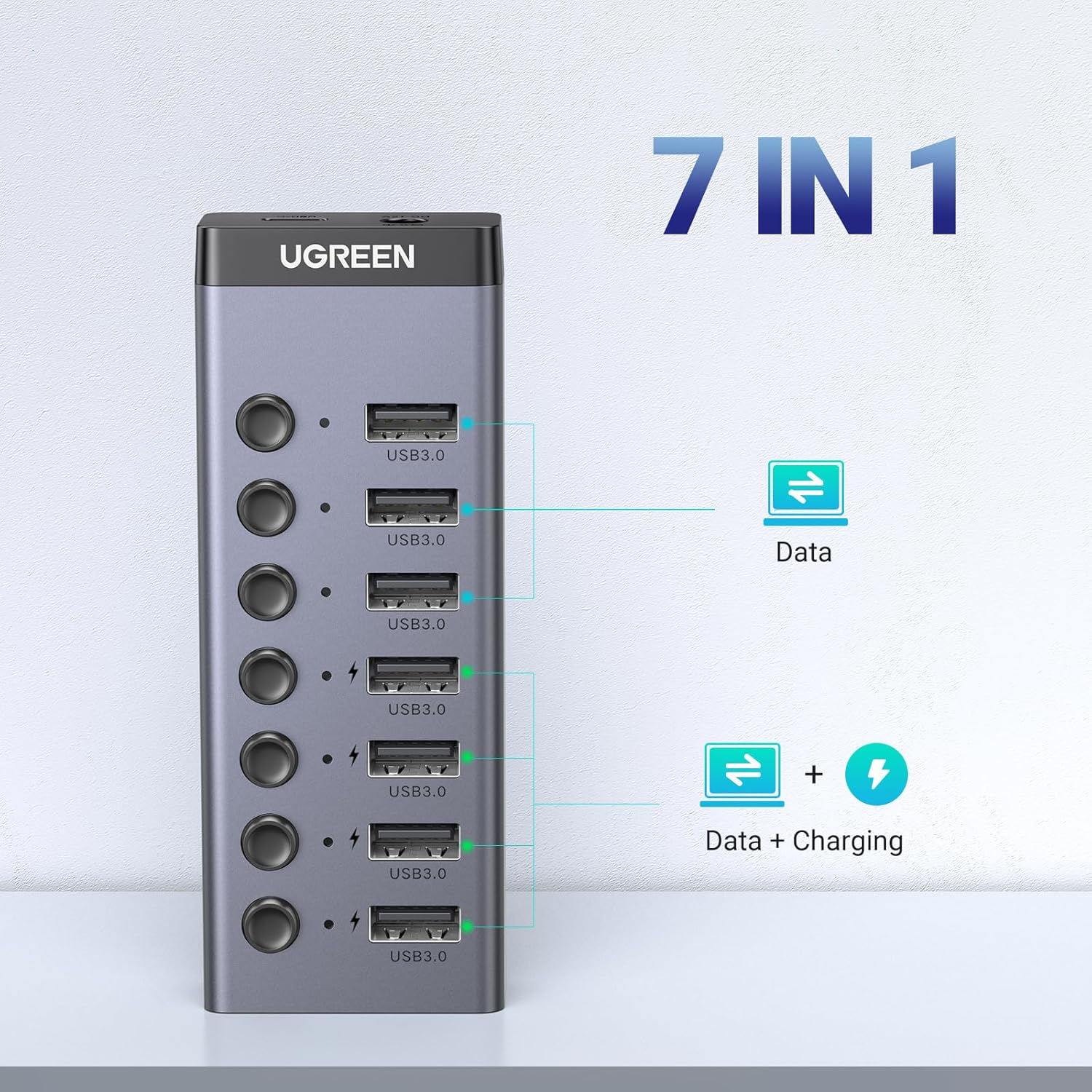 USB-C-ից դեպի 7× USB-A 3.0 հաբ UGREEN 90307 — 2
