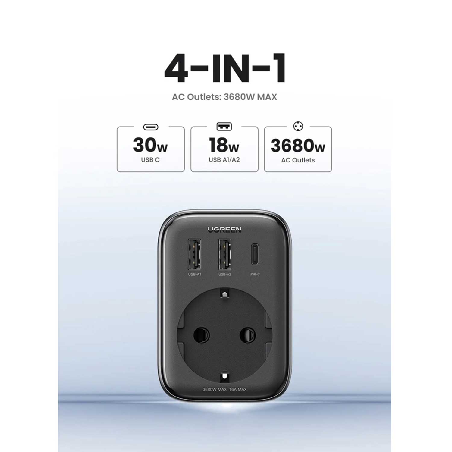 Power adapter UGREEN CD314 Nexode GaN Fast Charging PD BK 15289 30W — 2