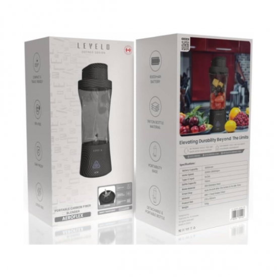Levelo AeroFlex 6 Blades Portable 6000mAh Carbon Fiber Blender Smoky — 3