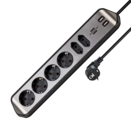 Estilo Corner Extension Lead with USB Charging 6-Way Brennenstuhl — 2