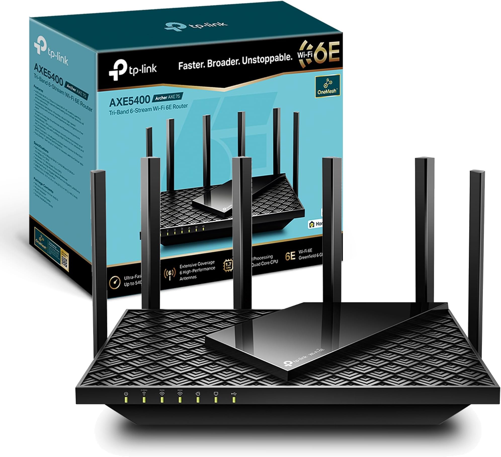 Dual Band WiFi 6 Gigabite router Tp-Link Archer AXE75 AXE5400 2402 574Mbps — 2