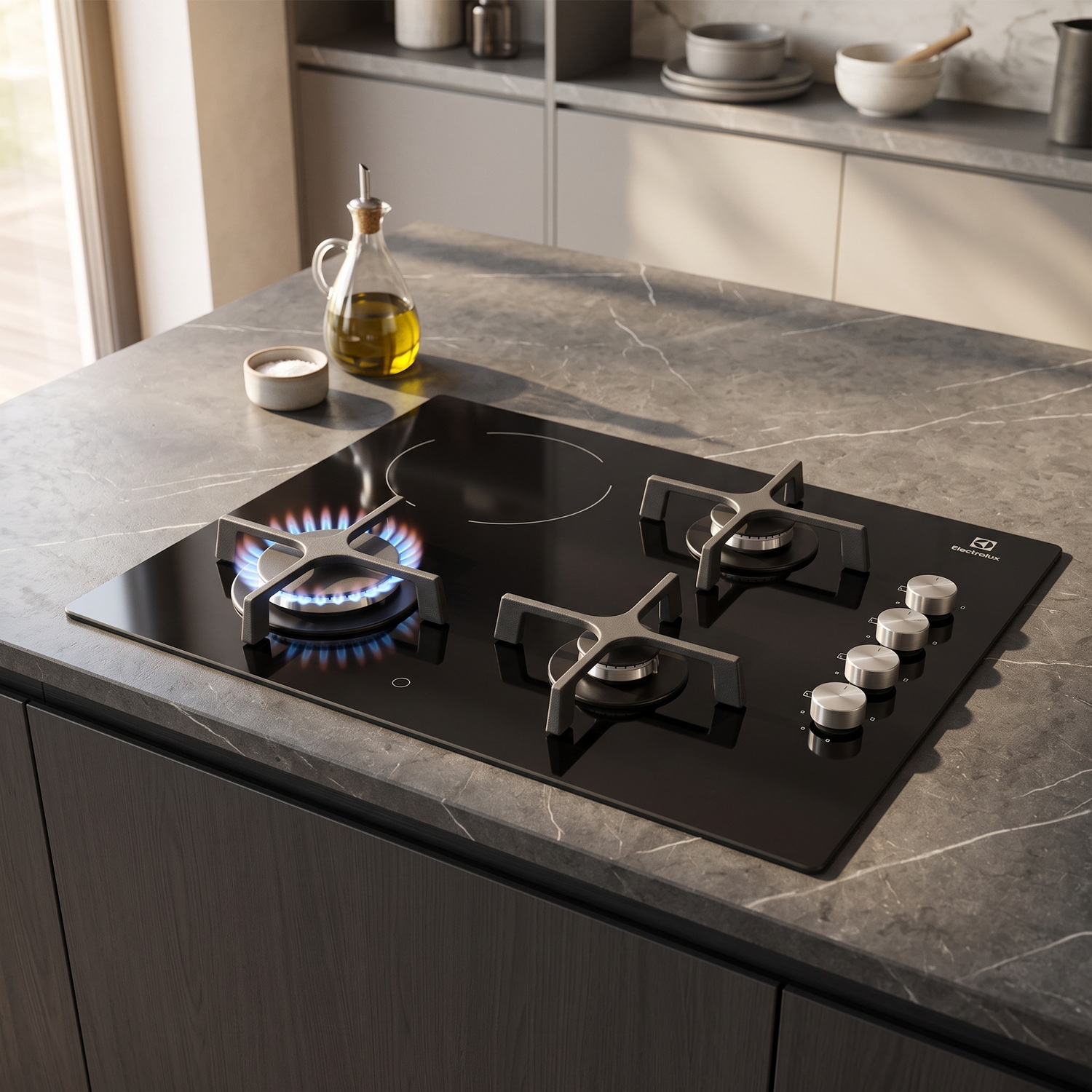 Built-in combination glass gas cooktop Electrolux EGE6182NOK — 2