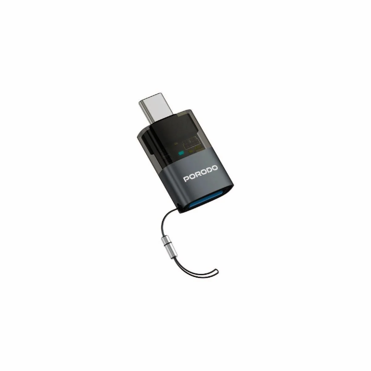 Porodo Transparent+ Aluminum alloy USB A Female to Type-C male