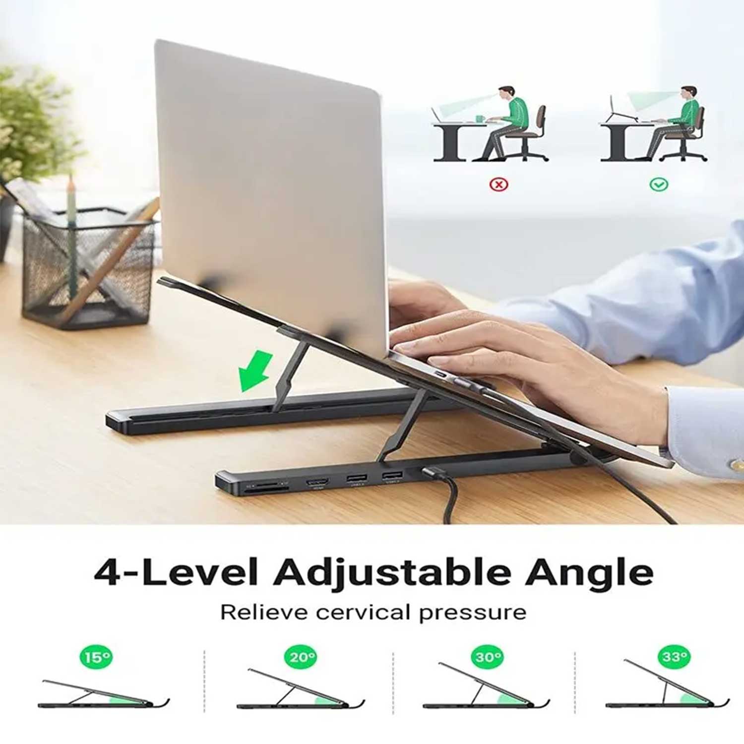 Stand for notebook UGREEN Laptop Stand and HUB 5 in 1 11-16 BK 80551 — 6