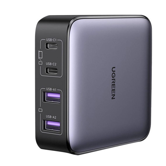 Power adapter UGREEN CD327 Nexode GaN Fast Charging PD 4 Ports BK 90747 65W — 2