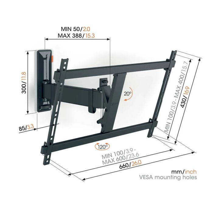 Vogel s TVM 3623 FULL MOTION LARGE WALL MOUNT — 2