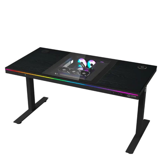 Gaming pc desk LORGAR Elite DE90W Dual-Motor Bulit-in PC Case Wrls.Charger RGB Melamine LRG-DE90W — 2