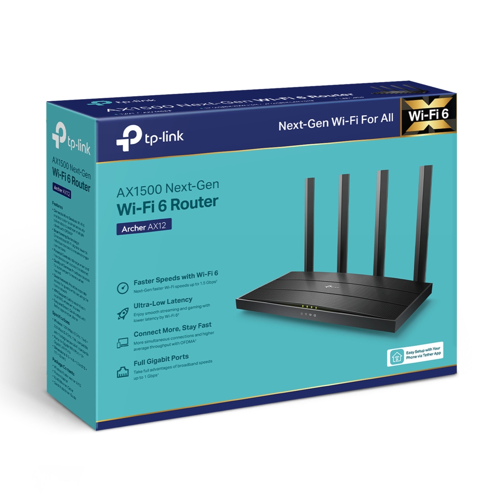 Dual Band WiFi 6 Gigabite router Tp-Link Archer AX12 AX1500 1201 300Mbps — 3