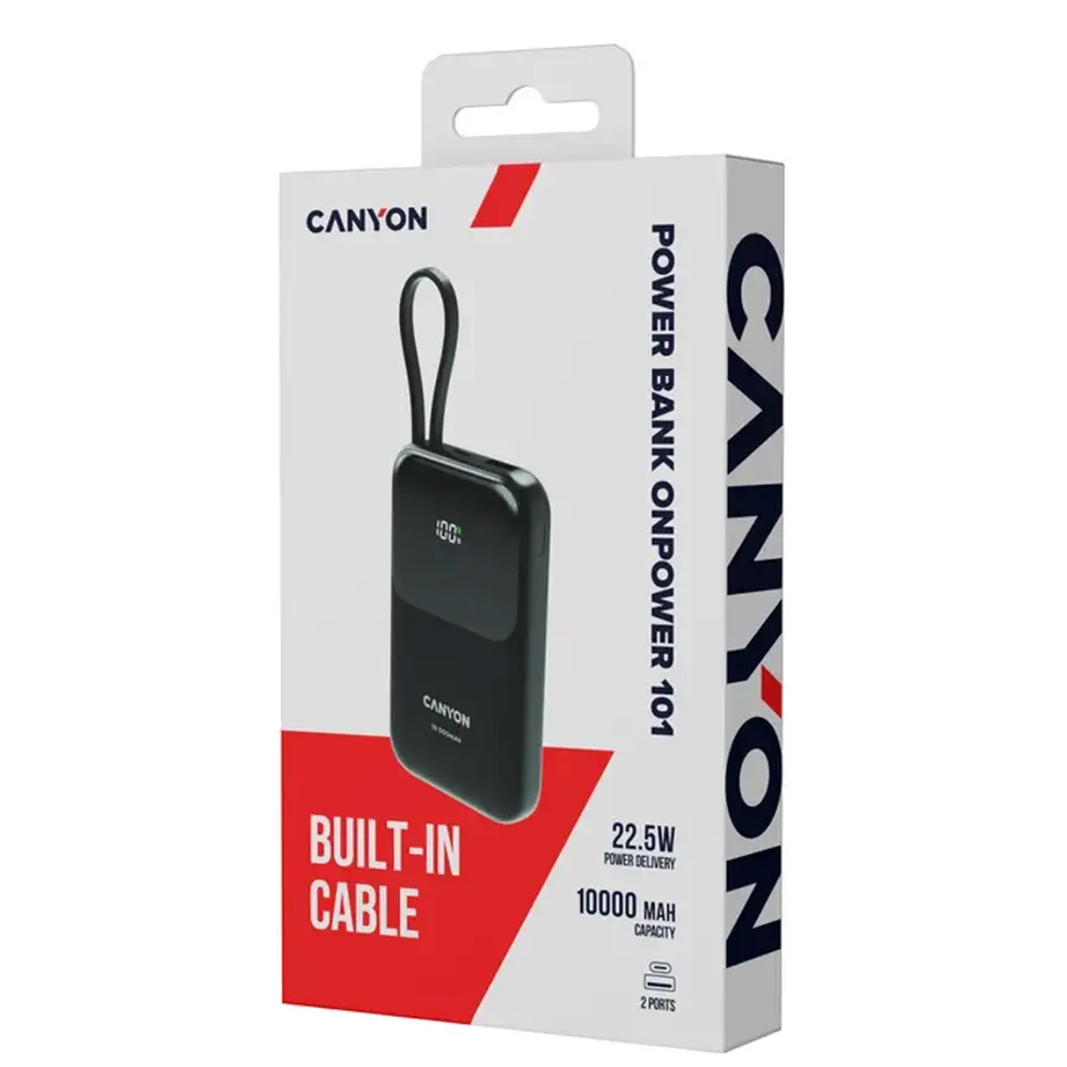 Power bank CANYON OnPower 101 10000mAh Bulit-in Cable PD 22 W CNS-CPB101BK — 7