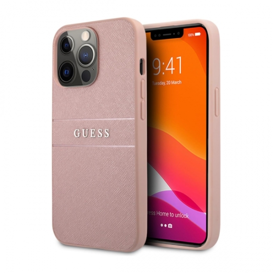 CG Mobile Guess PU Leather Saffiano Case With Metal Logo Hot Stamp Stripes For iPhone 13 Pro Max — 3