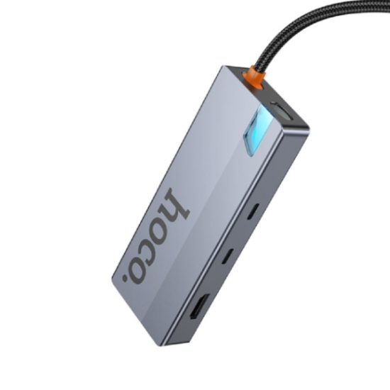 Hoco HB52 8-in-1 multi HDTV+RJ45+SD TF+PD+Type-C3.0+USB3.0-2 Adapter Deep — 4
