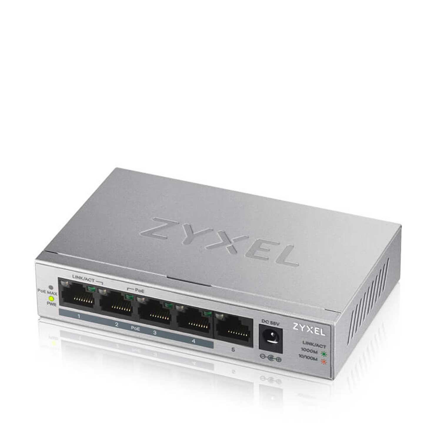 Network device ZYXEL Switch GS1005HP Gigabit PoE 5xRJ-45 60W PoE budget GS1005HP-EU0101F