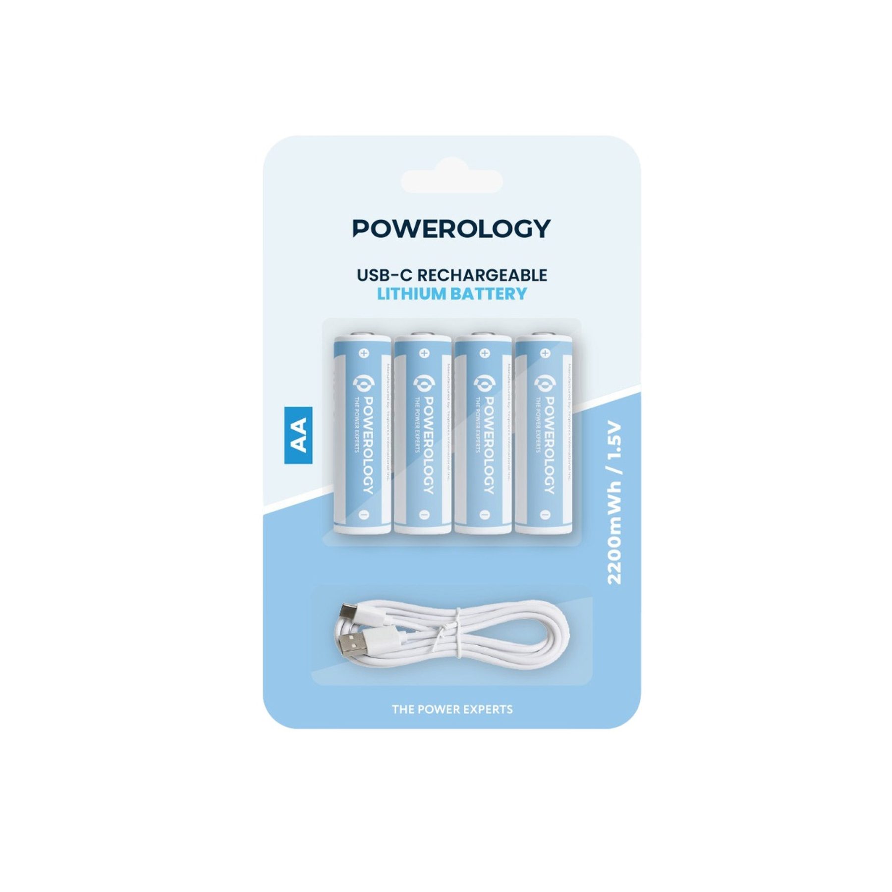 Powerology Rechargeable Lithium Battery AAA 660mAh Type-C