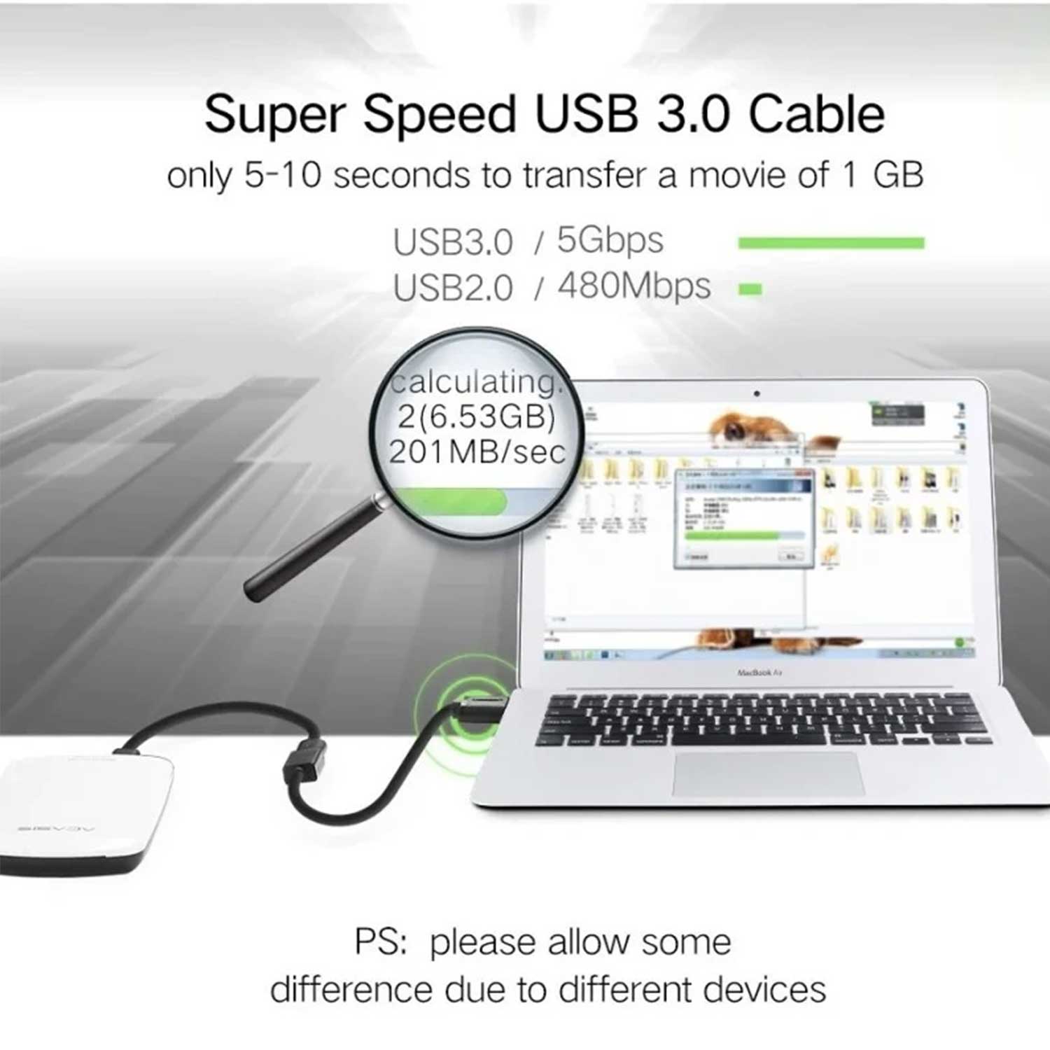 Cable UGREEN US129 USB-A Extension BK 30127 — 3