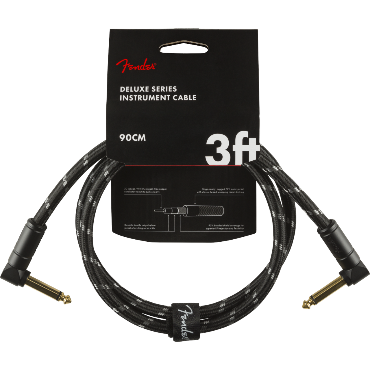 Fender Deluxe Series Instrument Cable Angle Angle 3 Tweed 0990820096 — 2