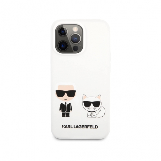 CG Mobile Karl Lagerfeld Liquid Silicone Karl Case And Choupette For iPhone 13 Pro White — 3
