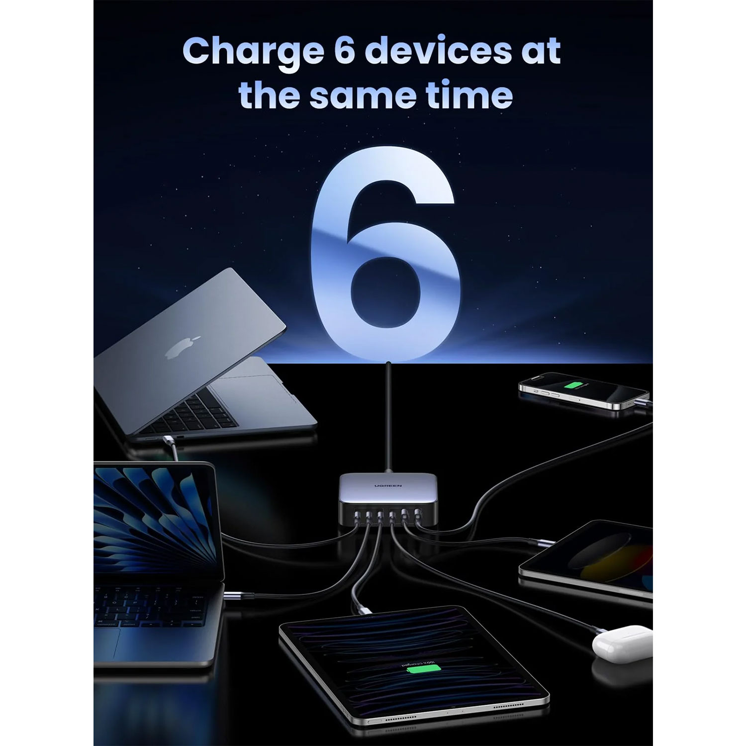 Power adapter UGREEN Nexode USB-C Gan 6 Ports Desktop 40914 200W — 4