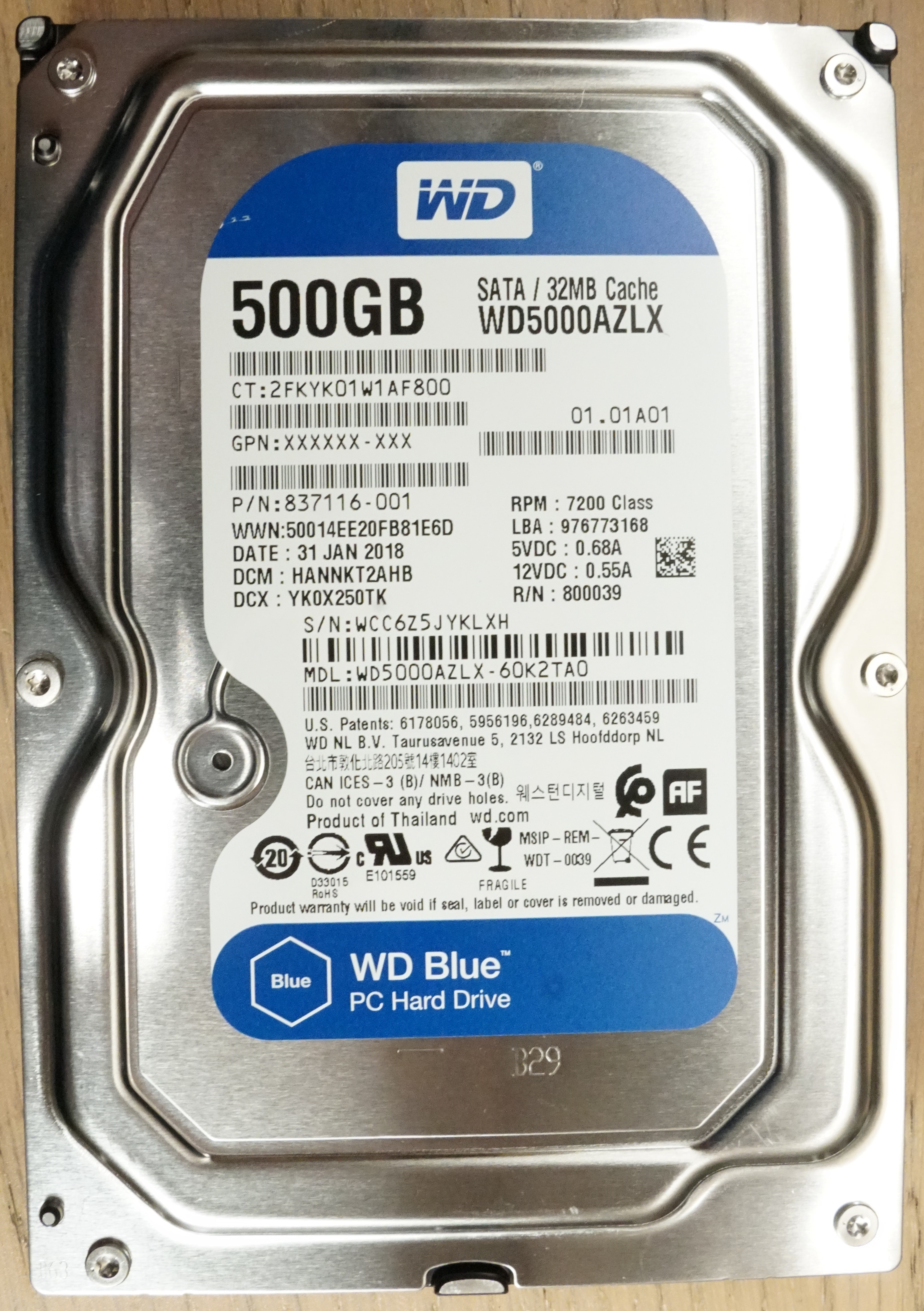 WD WD5000AZLX — 2