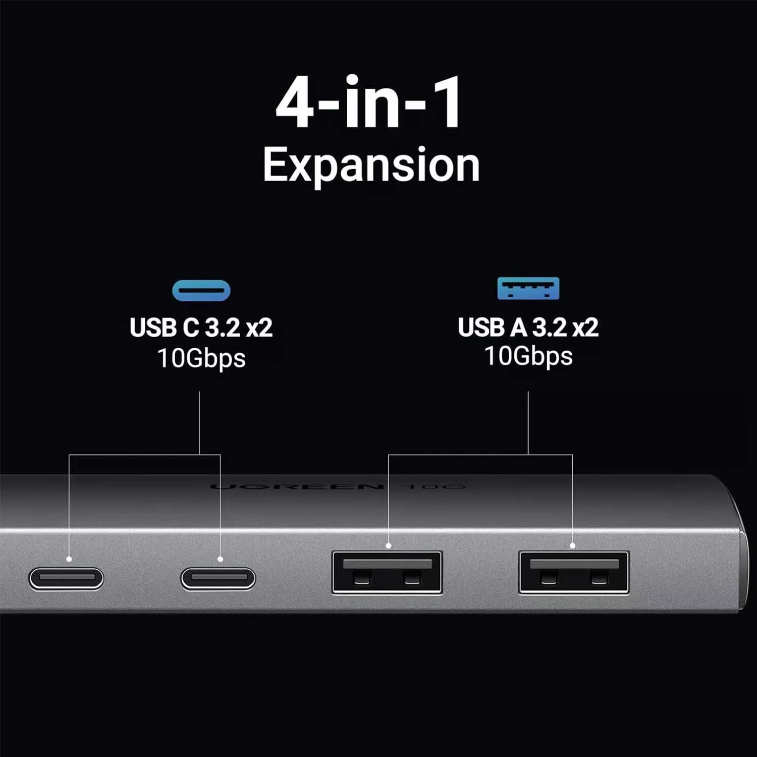 Usb-hub UGREEN 5-in-1 2x3.2 USB-A 2x3.2 Type-C 30758 — 6