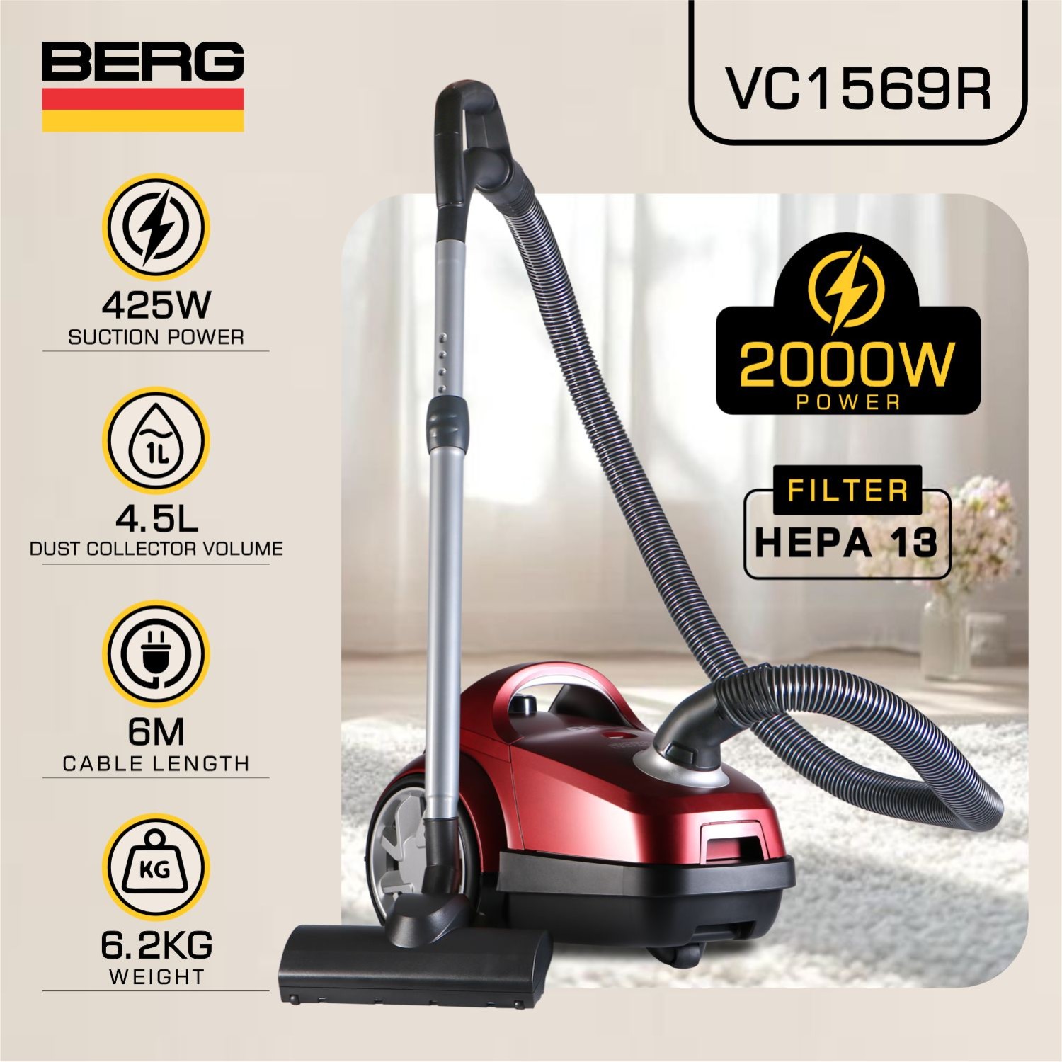 Vacuum cleaner BERG VC1569R — 2