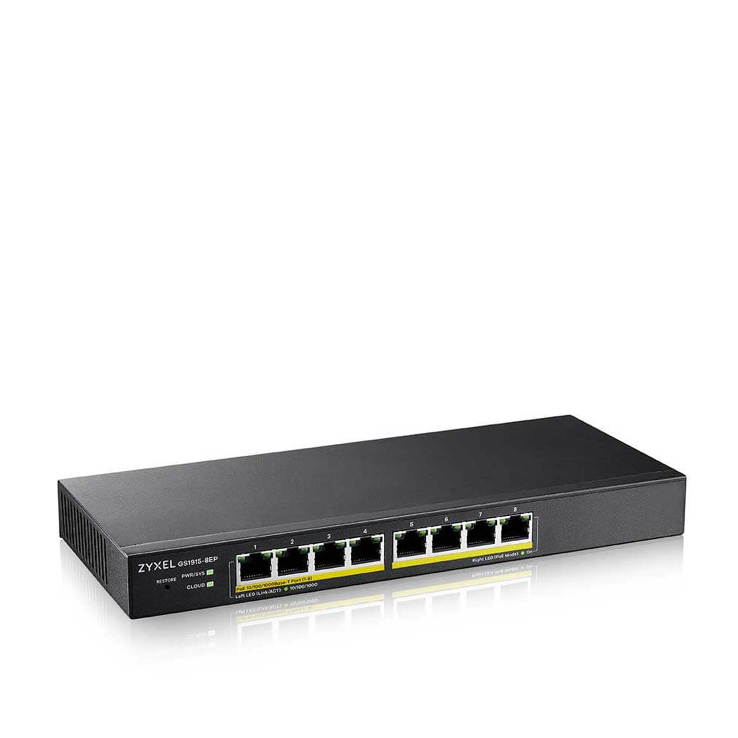 Network switch ZYXEL NebulaFlex GS1915-8EP Smart L2 Gigabit 8xRJ-45 1G PoE+ 60W budget GS1915-8EP-EU0101F — 2