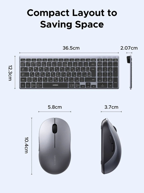 UGREEN Bluetooth & Wireless Keyboard & Mouse Combo Rechargeable 85513 RU — 7