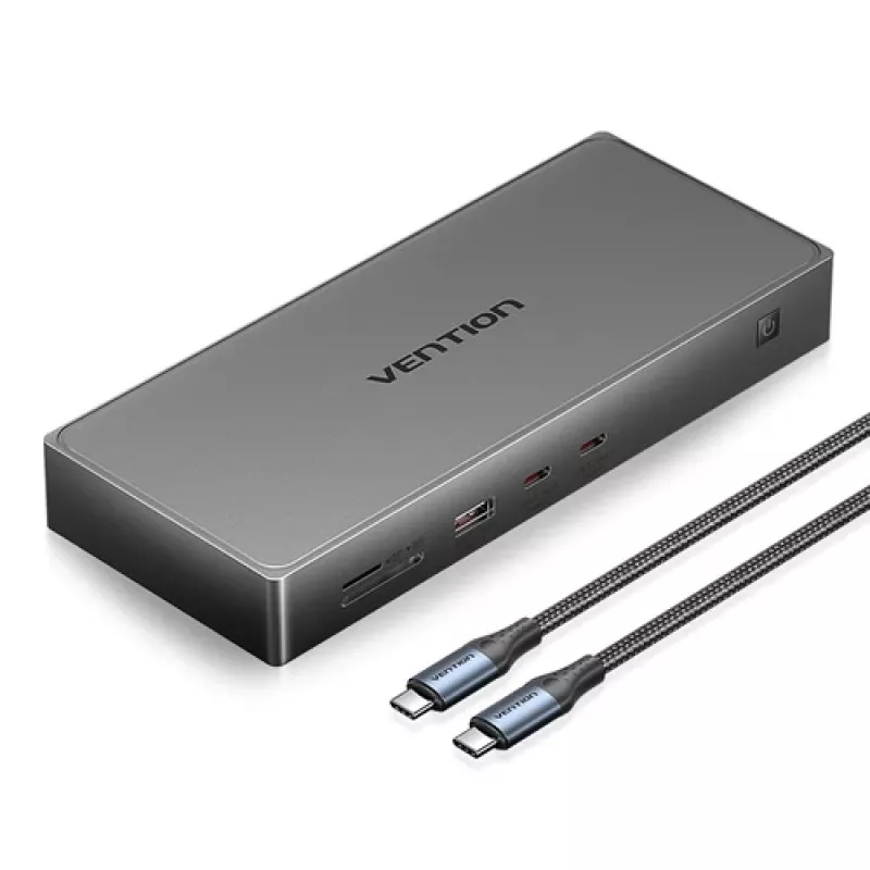 Vention Docking Station USB-C to DP+HDMI USB-C+HDMI USB 3.2 C*2 USB 3.2 A RJ45 SD TF PD DisplayLink TPWH0