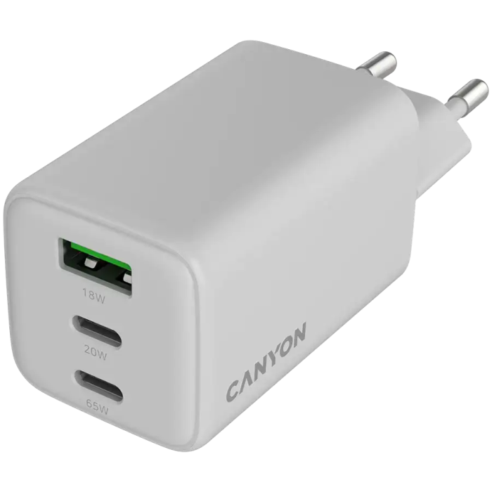 Canyon GaN Wall Charger 2xUSB-C 1xUSB-A CNS-CUW65ACC 65W — 3