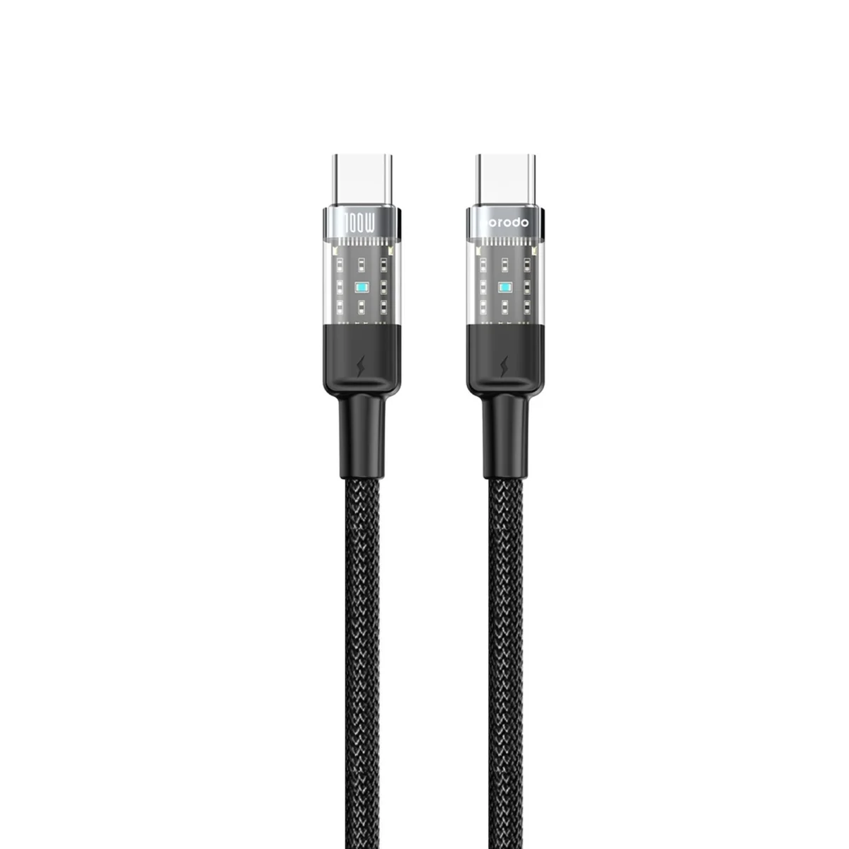 Cable Type-C to Type-C Porodo Braided PD Fast Charging Cable with Transparent 1 100W — 2