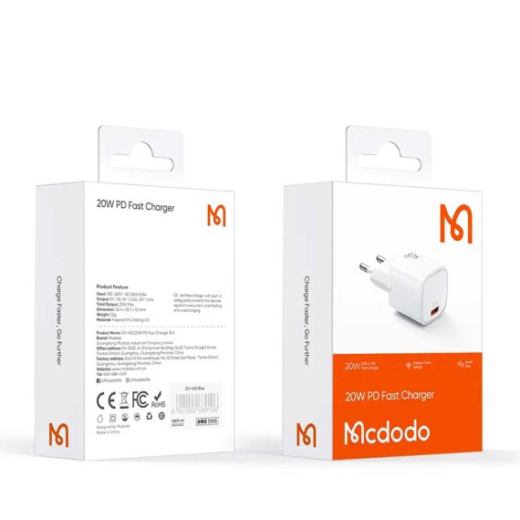 Power adapter MCDODO 1C Fast Charger CH-4020 20W — 2