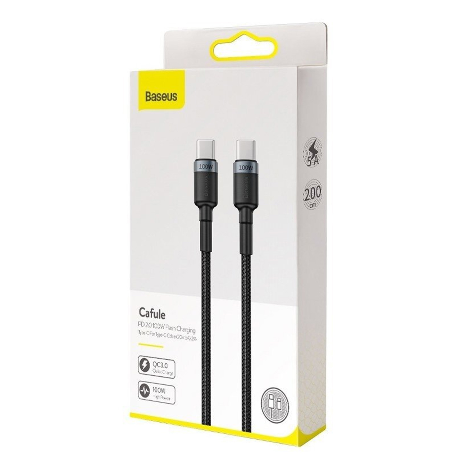 Cable Baseus Cafule PD 2.0 100W Type-C to Type-C GR BK CATKLF-ALG1 — 5