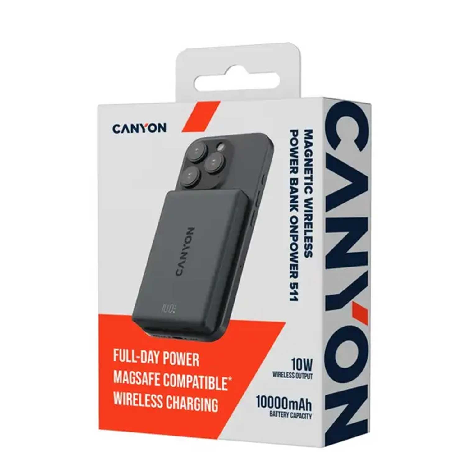 Power bank Canyon OnPower 500 5000mAh Wireless PD 20W Aluminium CNS-CPB500B — 5