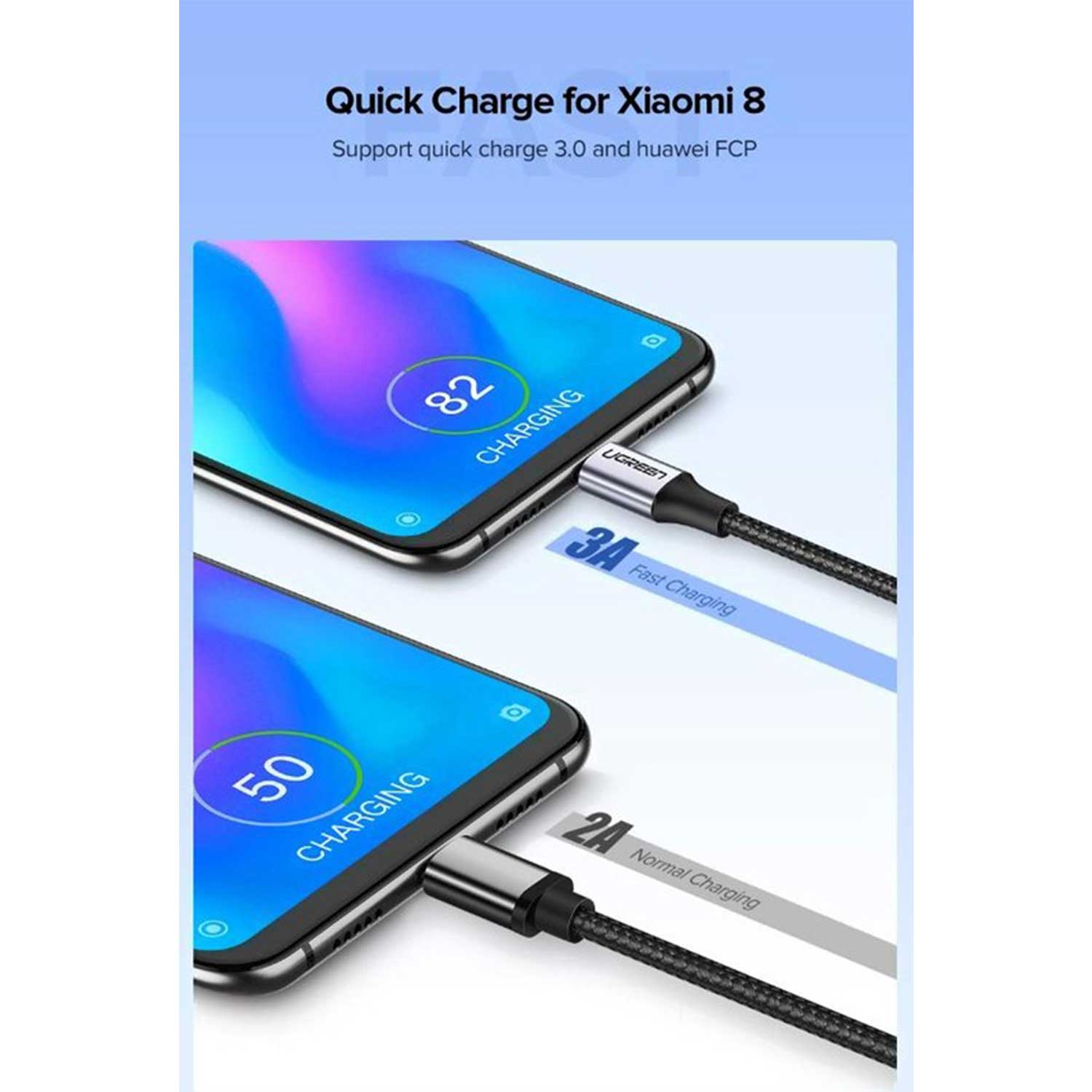 UGREEN USB-A to USB-C cable, fast charging, 3A Max 60125 — 8