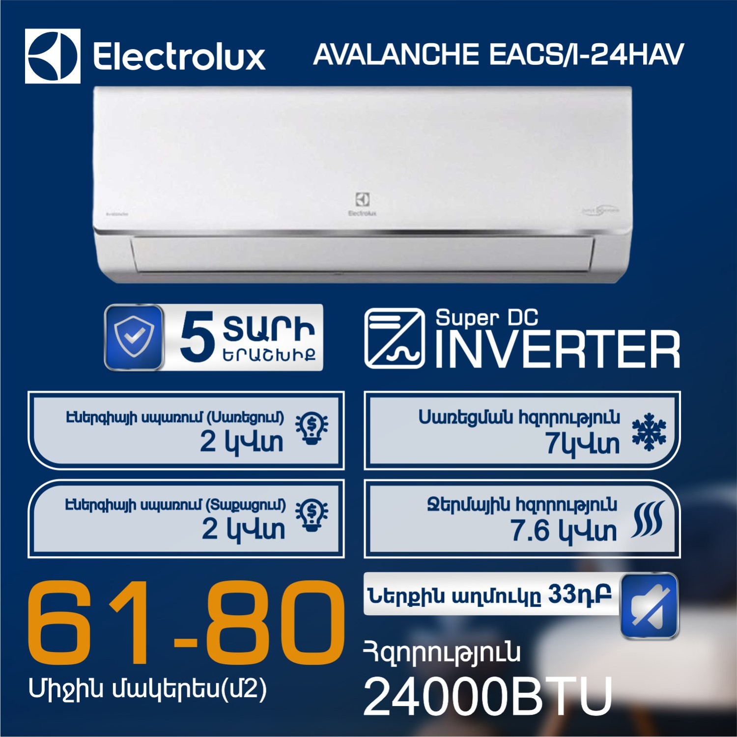 Air conditioner ELECTROLUX AVALANCHE EACS I-24HAV — 2