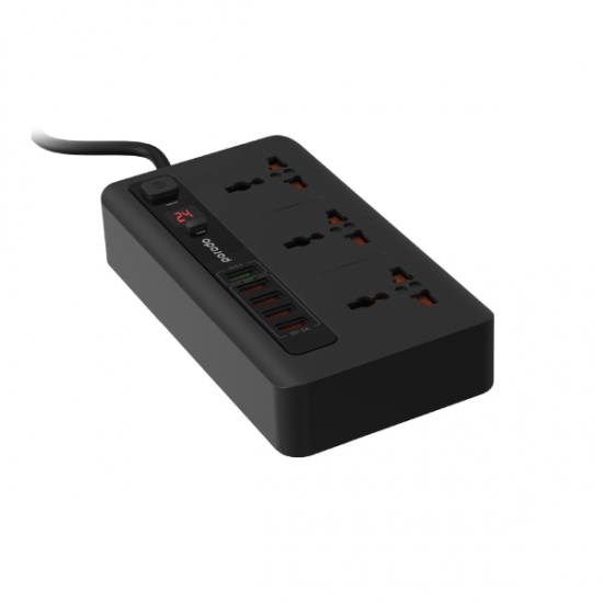 Porodo 4 USB Port 3.4A +1 QC 3.0 with Universal Power Sockets 10A — 2