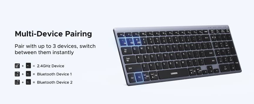UGreen K552 Multi Mode Rechargeable Wireless & Bluetooth Keyboard 75163 — 5