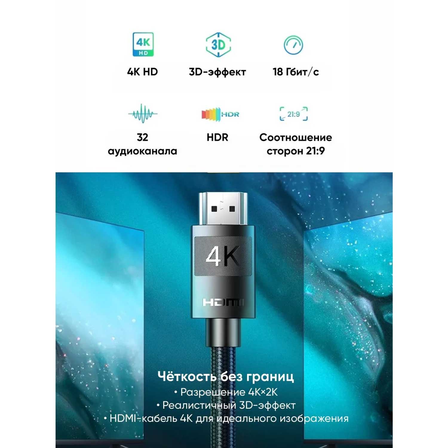 Cable UGREEN HDMI Braided BK 40104 — 4