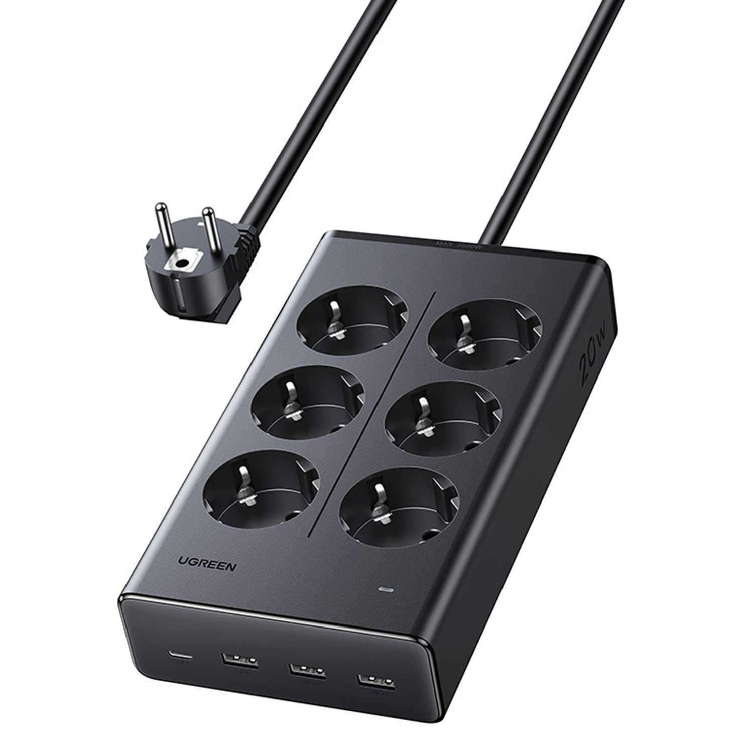 Power extension UGREEN 6-outlet power strip with 3x USB-A 1x USB-C 20W 75141 — 2