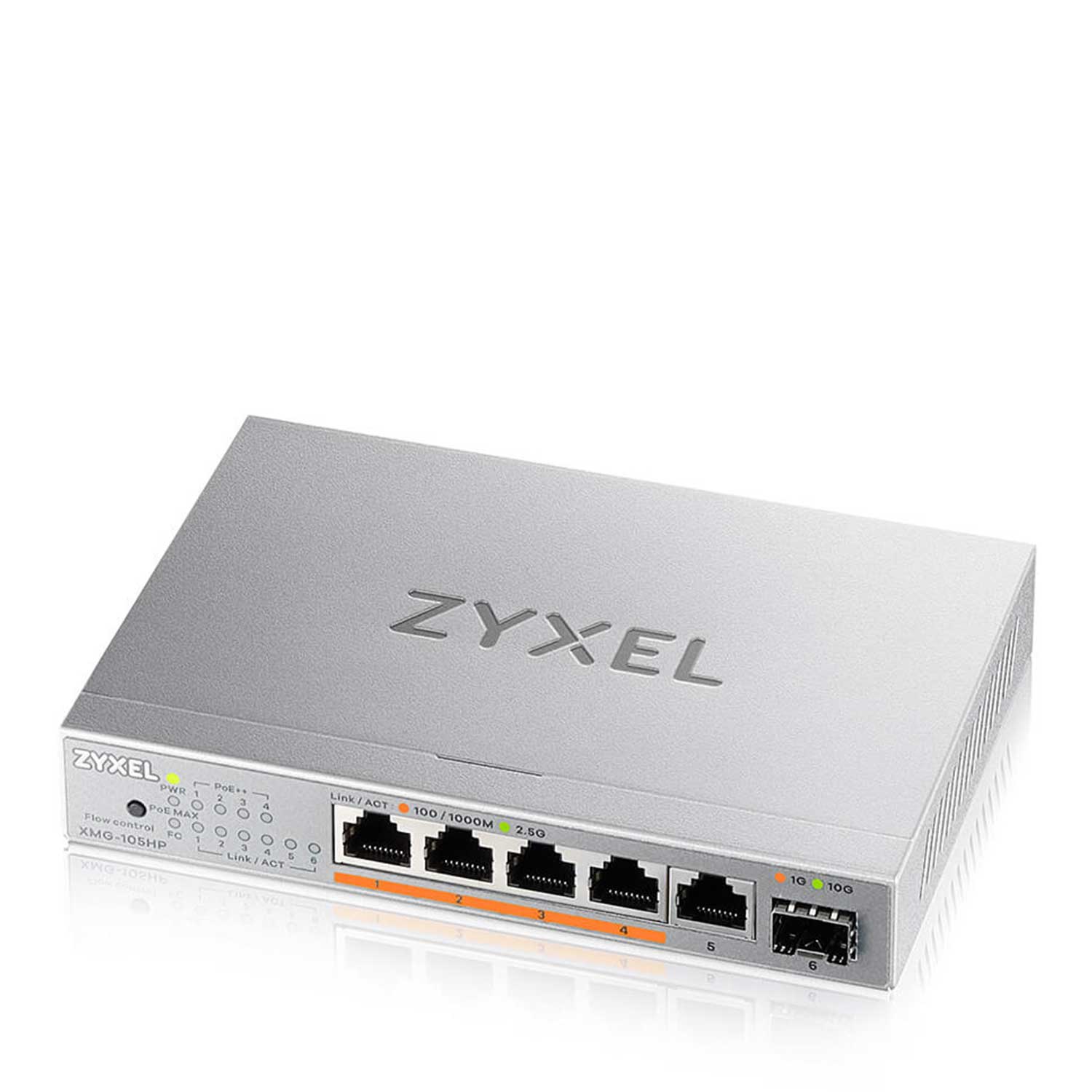 Network switch ZYXEL XMG-105HP Multi-Gigabit 5xRJ-45 4xPoE++ 1xSFP+ 70W PoE budget XMG-105HP-EU0101F — 2