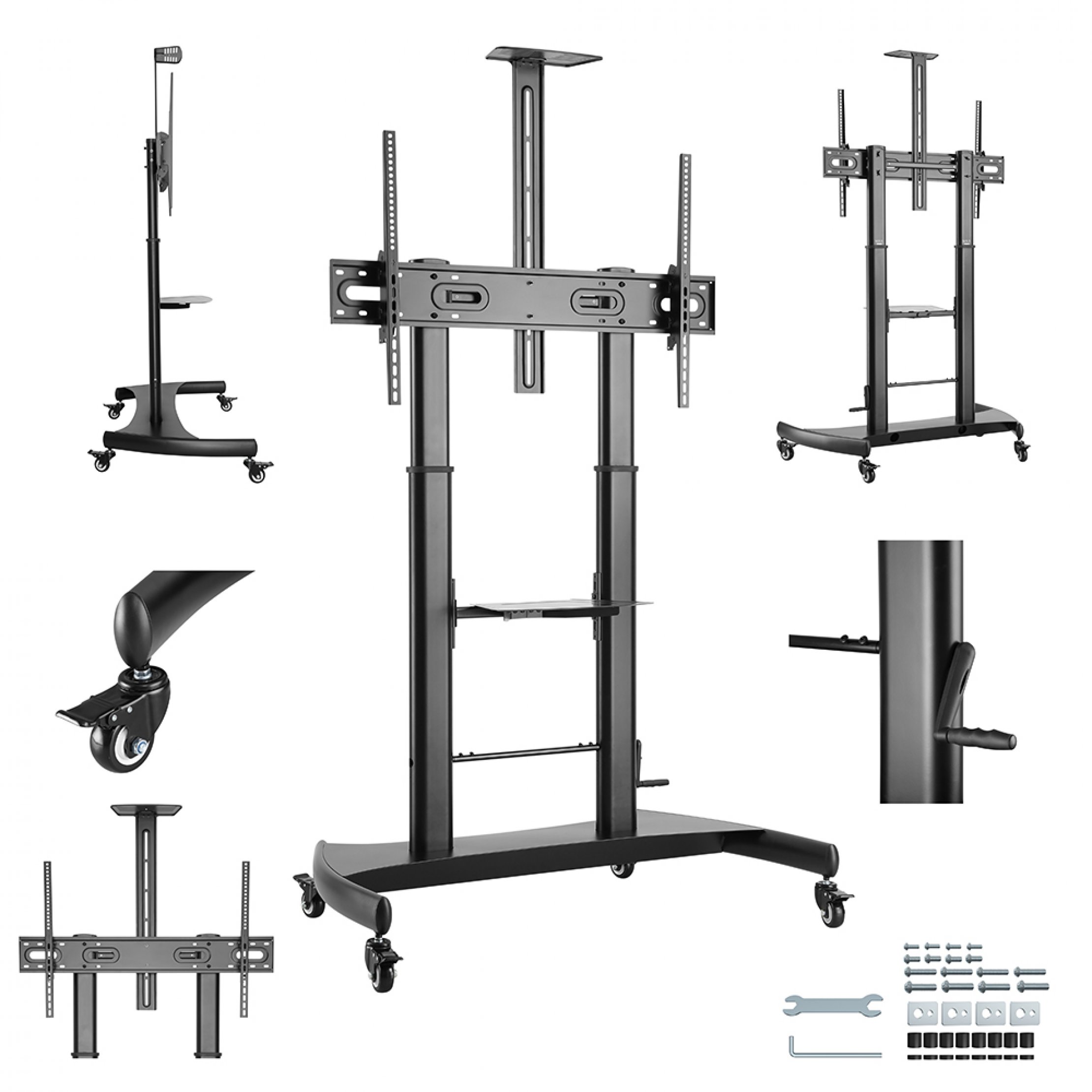 Gembird TVS-100T-02 Height adjustable TV floor stand with caster wheels — 2