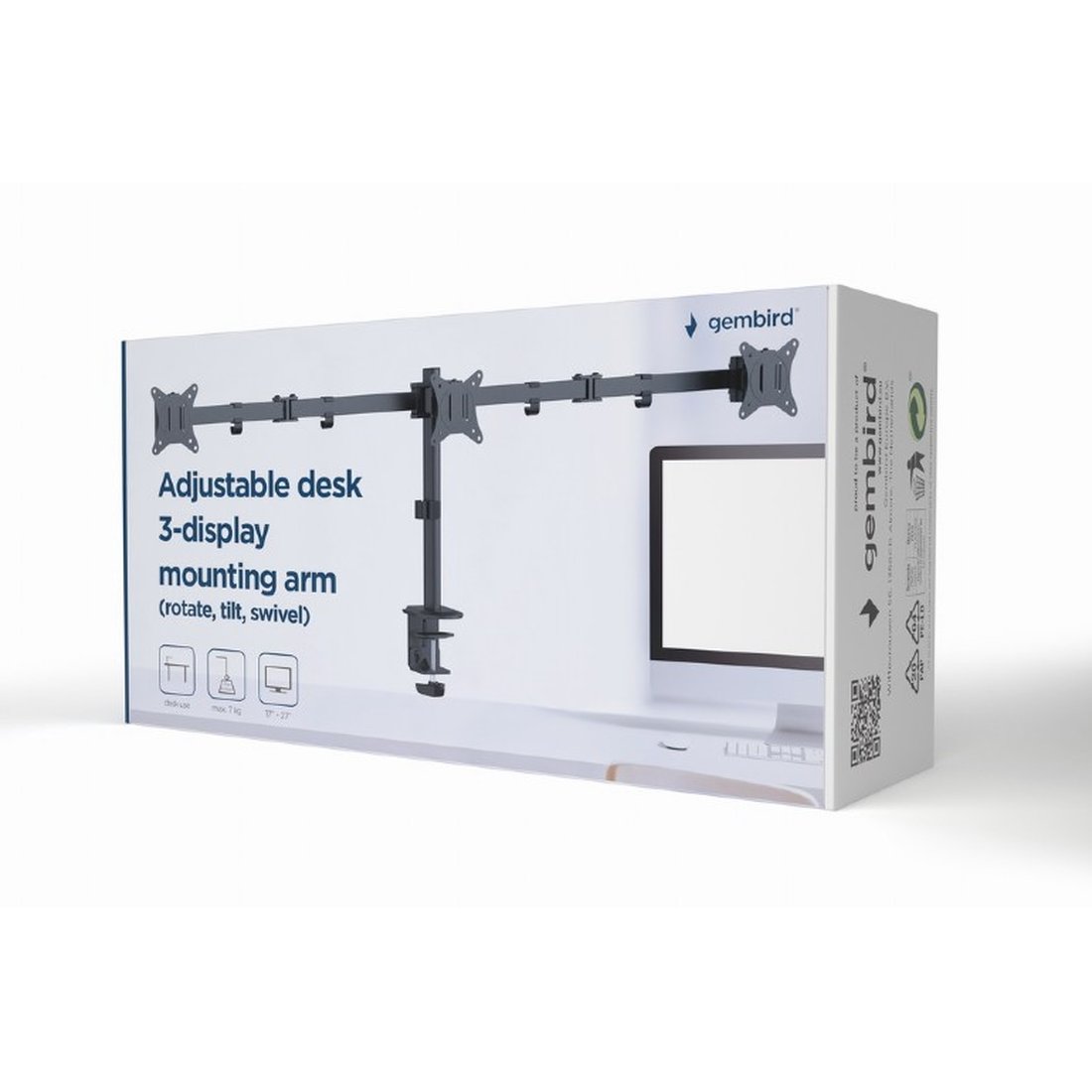 Gembird MA-D3-01 3-Monitor VESA Arm stand for 3 monitors — 2